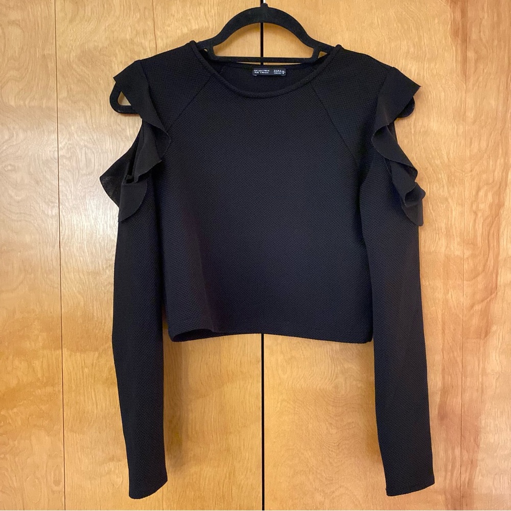 Zara Cold Shoulder Long Sleeve Blouse